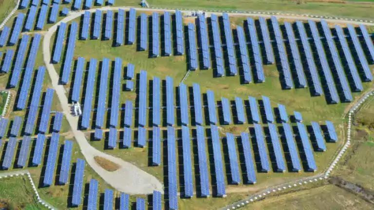 A field of solar panels seen from the air